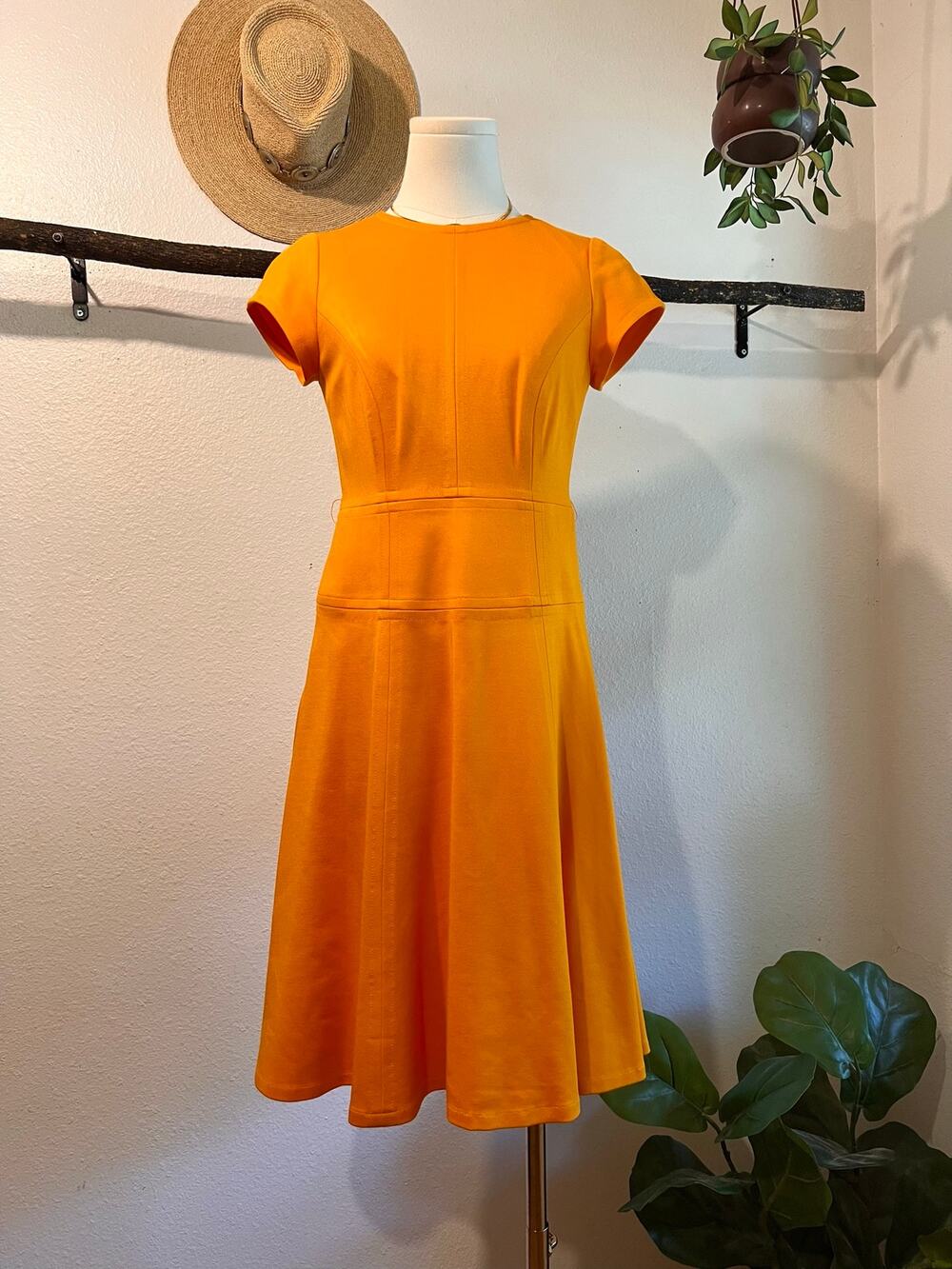 Nanette Lepore Orange Drop Waist Fit & Flare Summer Dress Size 2 USA Rayon